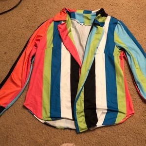 Striped wrap shirt & pants set